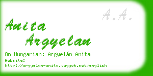 anita argyelan business card